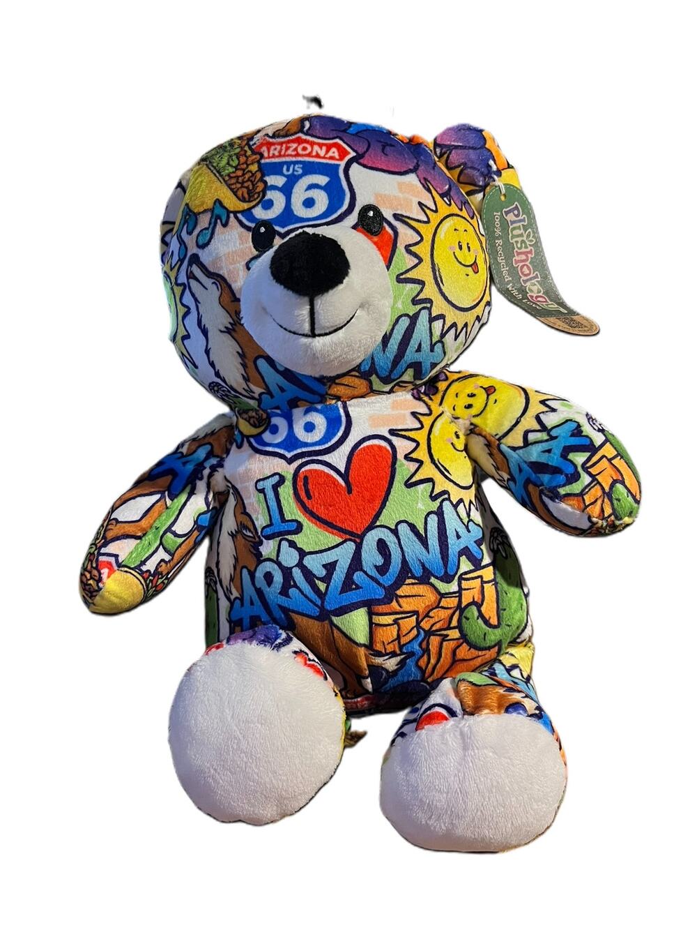 Plushology 10" Arizona Graffiti Teddy Bear I Love Arizona Recycled NWT 2024